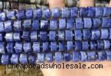 CRB2176 15.5 inches 11mm - 12mm faceted tyre sodalite beads