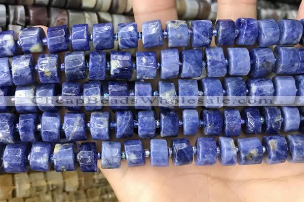 CRB2176 15.5 inches 11mm - 12mm faceted tyre sodalite beads