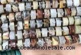 CRB2183 15.5 inches 13mm - 14mm faceted tyre crazy lace agate beads