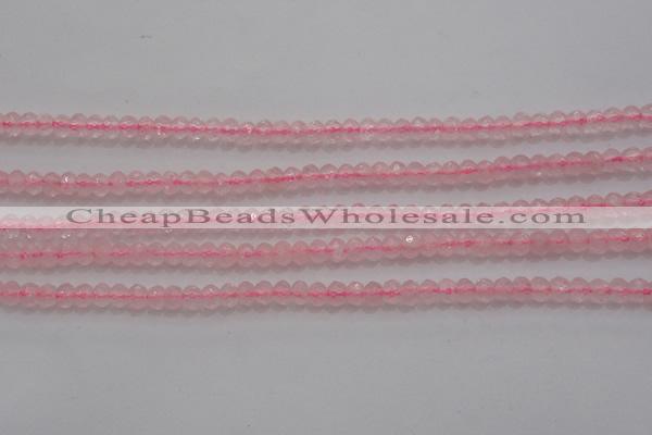 CRB220 15.5 inches 2.5*4mm faceted rondelle rose quartz beads