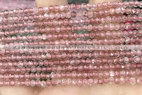 CRB2235 15.5 inches 2*3mm faceted rondelle strawberry quartz beads