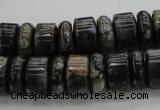 CRB253 15.5 inches 5*14mm - 10*14mm rondelle grey opal gemstone beads