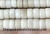 CRB2566 15.5 inches 2*4mm heishi white fossil jasper beads wholesale