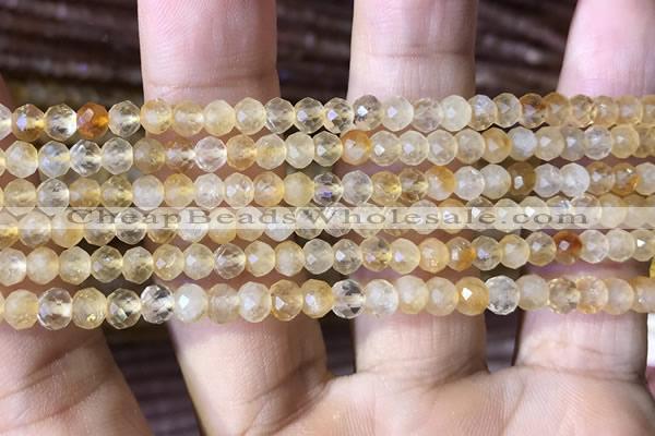 CRB2632 15.5 inches 3*4mm faceted rondelle citrine gemstone beads