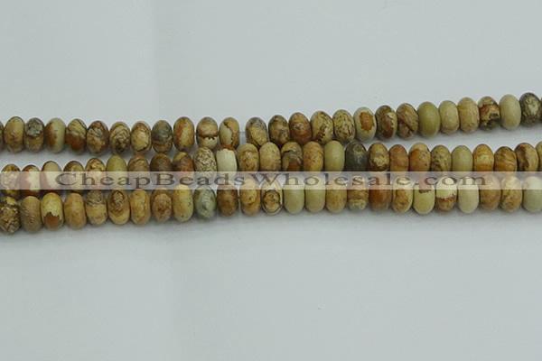 CRB2857 15.5 inches 6*10mm rondelle picture jasper beads