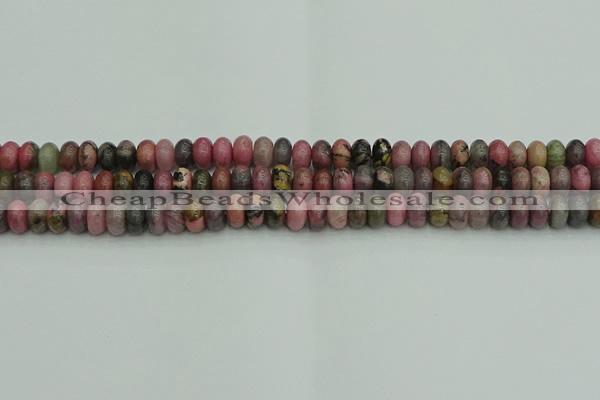 CRB2885 15.5 inches 4*6mm rondelle rhodonite beads wholesale