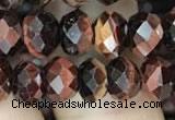 CRB3043 15.5 inches 6*8mm faceted rondelle red tiger eye beads