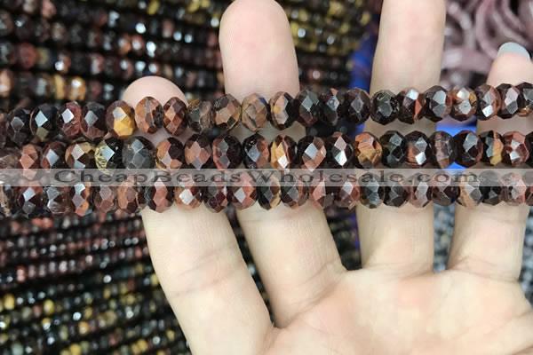 CRB3043 15.5 inches 6*8mm faceted rondelle red tiger eye beads