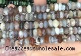 CRB3074 5*8mm - 4*9mm faceted rondelle Botswana agate beads