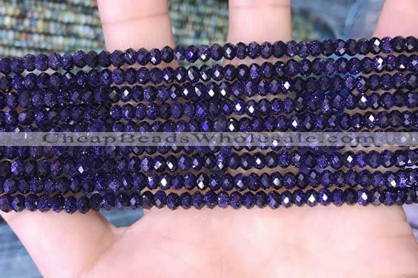 CRB3164 15.5 inches 2.5*4mm faceted rondelle tiny blue goldstone beads