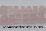 CRB451 15.5 inche 6*10mm tyre matte rose quartz gemstone beads