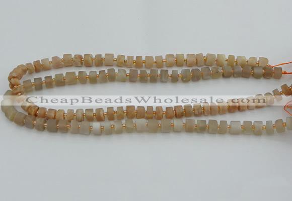 CRB462 15.5 inche 5*8mm tyre matte moonstone gemstone beads