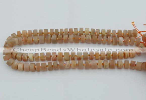 CRB464 15.5 inche 8*12mm tyre matte moonstone gemstone beads