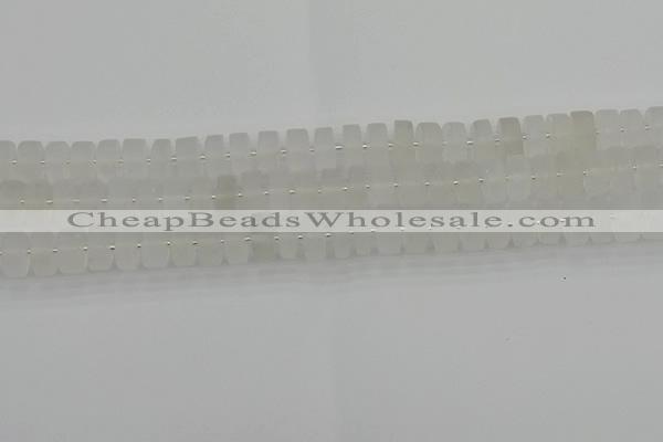 CRB500 15.5 inches 6*10mm tyre matte white crystal beads wholesale