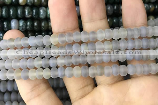 CRB5015 15.5 inches 4*6mm rondelle matte grey agate beads wholesale