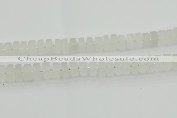 CRB503 15.5 inches 8*16mm tyre matte white crystal beads wholesale