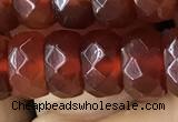 CRB5162 15.5 inches 5*8mm faceted rondelle red agate beads