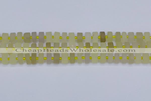 CRB519 15.5 inches 6*10mm tyre matte lemon quartz beads