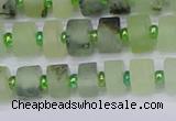 CRB524 15.5 inches 5*8mm tyre matte green rutilated quartz beads