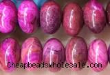 CRB5303 15.5 inches 4*6mm rondelle fuchsia crazy lace agate beads