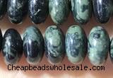 CRB5343 15.5 inches 5*8mm rondelle green picture jasper beads