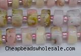 CRB542 15.5 inches 5*8mm tyre natural pink opal gemstone beads