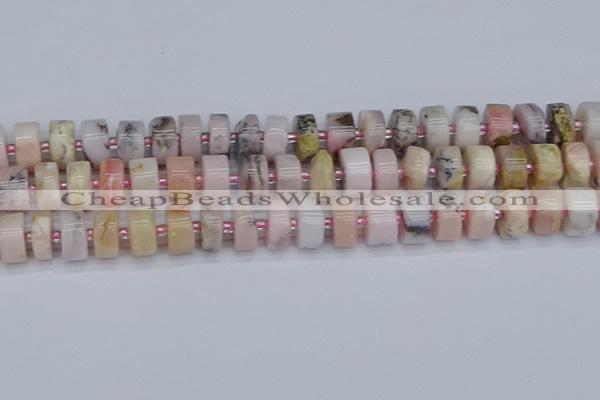 CRB545 15.5 inches 7*14mm tyre natural pink opal gemstone beads