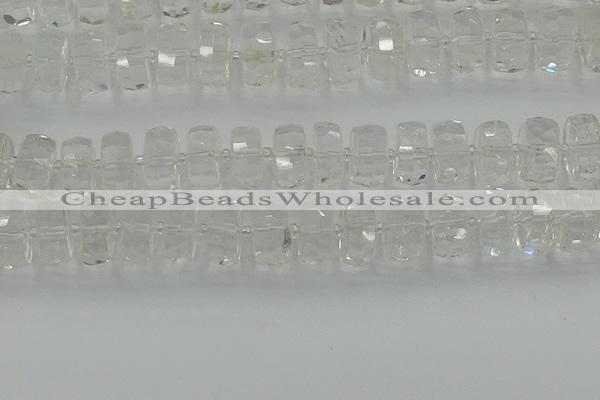 CRB553 15.5 inches 8*18mm faceted rondelle white crystal beads