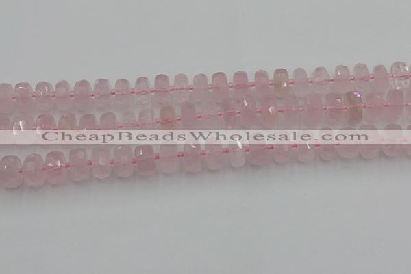 CRB558 15.5 inches 7*12mm faceted rondelle rose quartz beads