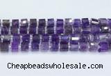 CRB5602 15.5 inches 7mm - 8mm faceted tyre amethyst beads