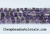 CRB5603 15.5 inches 7mm - 8mm faceted tyre amethyst beads