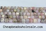 CRB5607 15.5 inches 7mm - 8mm faceted tyre pink opal beads