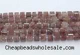 CRB5610 15.5 inches 7mm - 8mm faceted tyre strawberry quartz beads