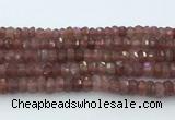 CRB5623 15.5 inches 6*10mm faceted rondelle strawberry quartz beads