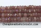 CRB5624 15.5 inches 6*12mm faceted rondelle strawberry quartz beads