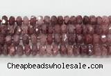 CRB5660 15.5 inches 7*11mm-9*13mm faceted rondelle strawberry quartzbeads wholesale