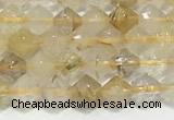 CRB5689 15 inches 4*4mm gold rutilated beads wholesale