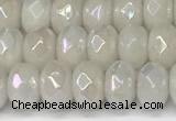 CRB5700 15 inches 5*8mm faceted rondelle AB-color white jade beads