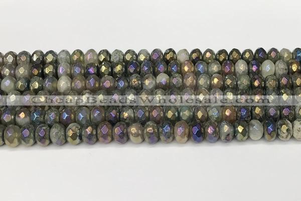 CRB5707 15 inches 5*8mm faceted rondelle AB-color labradorite beads