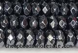 CRB5712 15 inches 5*8mm faceted rondelle AB-color black agate beads