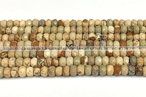 CRB5802 15 inches 4*6mm, 5*8mm, 6*10mm faceted rondelle picture jasper beads