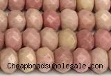 CRB5807 15 inches 4*6mm, 5*8mm faceted rondelle pink wooden jasper beads