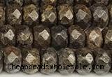 CRB5832 15 inches 4*6mm, 5*8mm, 6*10mm faceted rondelle bronzite beads