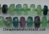 CRB614 15.5 inches 6*10mm faceted rondelle fluorite beads