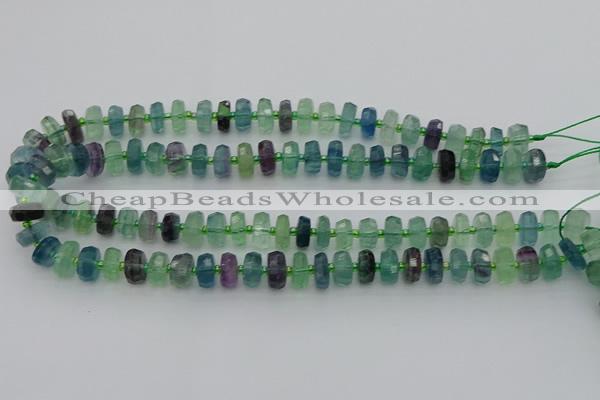 CRB615 15.5 inches 7*12mm faceted rondelle fluorite beads