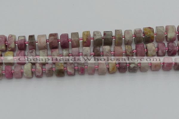 CRB659 15.5 inches 6*12mm tyre pink tourmaline gemstone beads