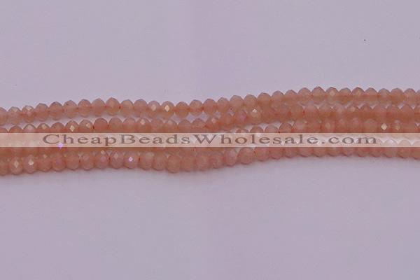 CRB714 15.5 inches 3*4mm faceted rondelle peach moonstone beads