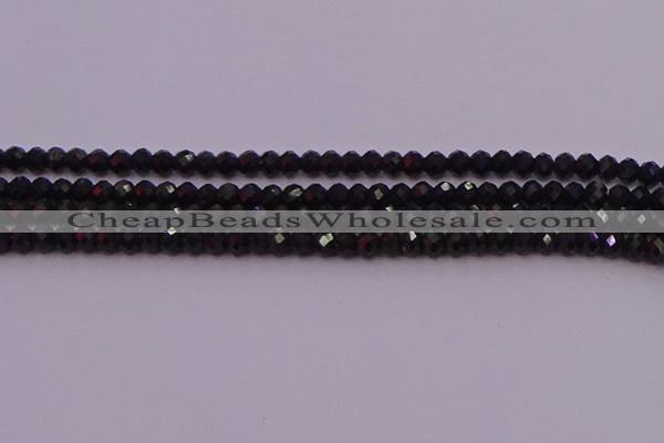 CRB721 15.5 inches 3*4mm faceted rondelle black tourmaline beads