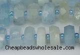 CRB802 15.5 inches 6*10mm faceted rondelle aquamarine beads