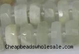 CRB811 15.5 inches 6*12mm faceted rondelle grey moonstone beads